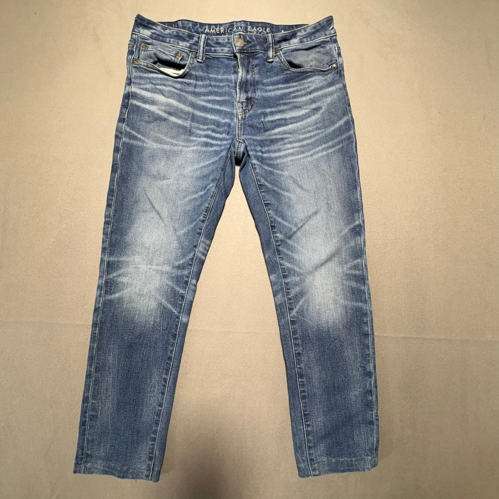 American Eagle Airflex+ straight Jeans Mens 32x30 Medium Wash Blue Denim Stretch